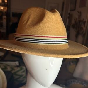 Stylish Tan Fedora with Striped Band